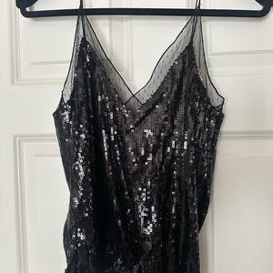 Free People Black Sequin Top